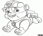The dog responsible for the construction is a bulldog named Rubble. PAW Patrol