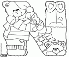 The letter N formed by two bears and a bunny with a blanket in winter