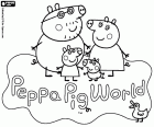 The logo of Peppa Pig World, an amusement park dedicated to the characters of Peppa Pig at Paultons Park, New Forest, Hampshire, United Kingdom