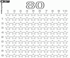Count up to number 80 with the stars, eighty are eight tens