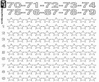 An educational sheet with stars to color and learn to count from seventy to seventy-nine