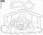 Puzzle of the birth of Jesus, the child in the manger. Puzzle of the material to make your Nativity scene