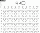 With our educational drawing you can coloring and counting four tens of stars, a total of forty stars