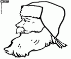 The head of Santa Claus with smiling face, profile view