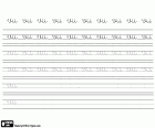 Educative sheet to learn how to write VU, the combination of letters V and U with handwriting letter