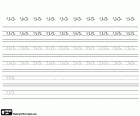 Sheet of paper with the syllable VO for a calligraphy exercise with guidelines