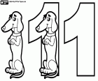 Three versions of the number one with a dog over rear legs
