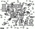 Happy New Year, text in English for the celebration of the arrival of the new year