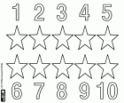Learn to count from the number one to number ten with our coloring page with stars