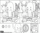The easy game of the eight differences with our friend Pypus the octopus and his friends, the animals