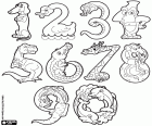 The ten representations of numbers with animals, the numbers from zero to nine
