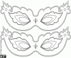 Drawing with two precious masks of Carnival to decorate and customize as you like