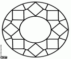 A shaped ring mandala with two concentric circles and eight little squares inside