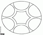 A basic mandala created with circular arches. The mandala has a central element formed by six circular arches which are transformed into six elements on the circle perimeter