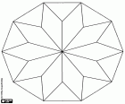 A decagon-shaped mandala and with a star formed by ten deltoid quadrilaterals or kites