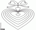 A beautiful drawing for Valentine's day. A sequence of hearts with a small central heart and a decorative ribbon bow