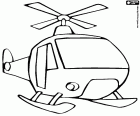 Frontal view of a helicopter with landing skids