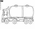 Side view of a tanker truck, a truck used for transporting liquids such as water, chemicals and fuels