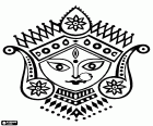 A representation of the face of the goddess Durga, the main form of goddess of Hinduism, Devi
