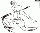 Basketball is an Olympic sport, men's competition since 1936 in Berlin, and women's competition since 1976 in Montreal. A basketball player in a slam dunk