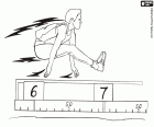 An athlete on flight in a long jump. Long jump event for men exist since the first Olympics in 1896 Athens. The first olympic event of women's long jump took place in 1948 London