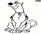Scooby Doo the dog sitting on its hind legs like a very obedient dog