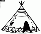Tipi or teepee, the typical conical tent of the American Indians