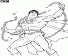 Another demonstration of the Superman's huge strength. He is breaking a very strong and thick chain
