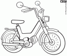 A moped, a vehicle like a small motorcycle, usually with one displacement of less than 50 cc