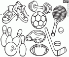 Sports equipment varied for practicing different sports