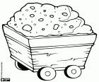 A mine cart loaded with material of the excavation