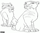 Diego and Shira are a couple of saber tooth tigers, two characters from the adventures of Ice Age