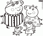 The family of Peppa Pig with their pajamas: Daddy Pig, Mummy Pig, Peppa Pig and George Pig
