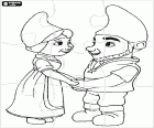 Puzzle of the couple of gnomes Gnomeo and Juliet, the main characters of the film