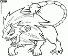The Manticore is a legendary creature of Persian and Greek mythologies. A beast with body of lion and tail of scorpion. The appearance of this mythical creature is different according to the stories, thus sometimes also is represented with human head, wings and tail of dragon