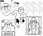 The life of a criminal in several stages: the face of the thief in freedom, the mask, the criminal during the robbery, at the police station after the arrest and at the prison