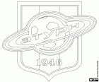 Emblem of FK Saturn Ramenskoye, football club with headquarters in Ramenskoye, city of the Moscow oblast, located to some 40 km to the southeast of the Russian capital