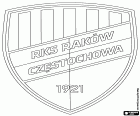 Shield of RKS Raków Częstochowa, football club based in Częstochowa, city marked by the Warta River and its tributaries in the north of the Silesian Voivodeship, in southern Poland. The city is famous for the Black Madonna of Częstochowa