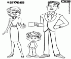 The happy family Gardner, Henry the dad, Sarah the mum and Nate the son. Three characters from Storks, the movie