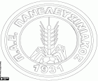Badge of Panelefsiniakos FC, Paneleusiniakos Athletikos Omilos, football club based in Eleusis or Elefsina, city with coast to the Saronic Gulf, next to the Athens metropolitan area and capital of the Western Attica