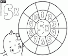 Here you have the multiplication wheel by 5 to be resolved, solutions are blank