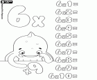 A coloring page by Pypus to check your knowledge of the multiplication table by 6