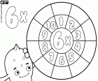 The wheel of multiply by six without the solutions, a didactic sheet to review the table of the 6 with the help of Pypus