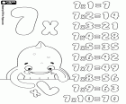 The multiplication table by 7 to study with the help of our friend Pypus the octopus