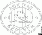 Logo of AOK Kerkyra, Athlitikos Omilos Kerkyra, football club with headquarters in Corfu, Kerkyra in Greek, city and capital of the second largest island in the Ionian sea, the Ionian Islands. Corfu is located in front of the northwest coast of Greece