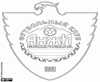 Badge of FK Anzhi Makhachkala, football club based in Makhachkala, port city on the Caspian Sea in southern European Russia and the capital of the Republic of Dagestan