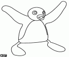Pingu is happy a little penguin with opened wings