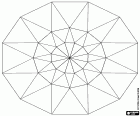 Drawing for print and coloring with three concentric dodecagons decomposed into triangles for the chromatic theories