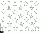A stars background of, an ordered pattern with many and different stars for Christmas decorations