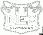 Badge of Nijmegen Eendracht Combinatie, NEC Nijmegen, football club with headquarters in Nijmegen, city in the Gelderland province, located on the banks of the Waal River in the East of the Netherlands, near the border with Germany